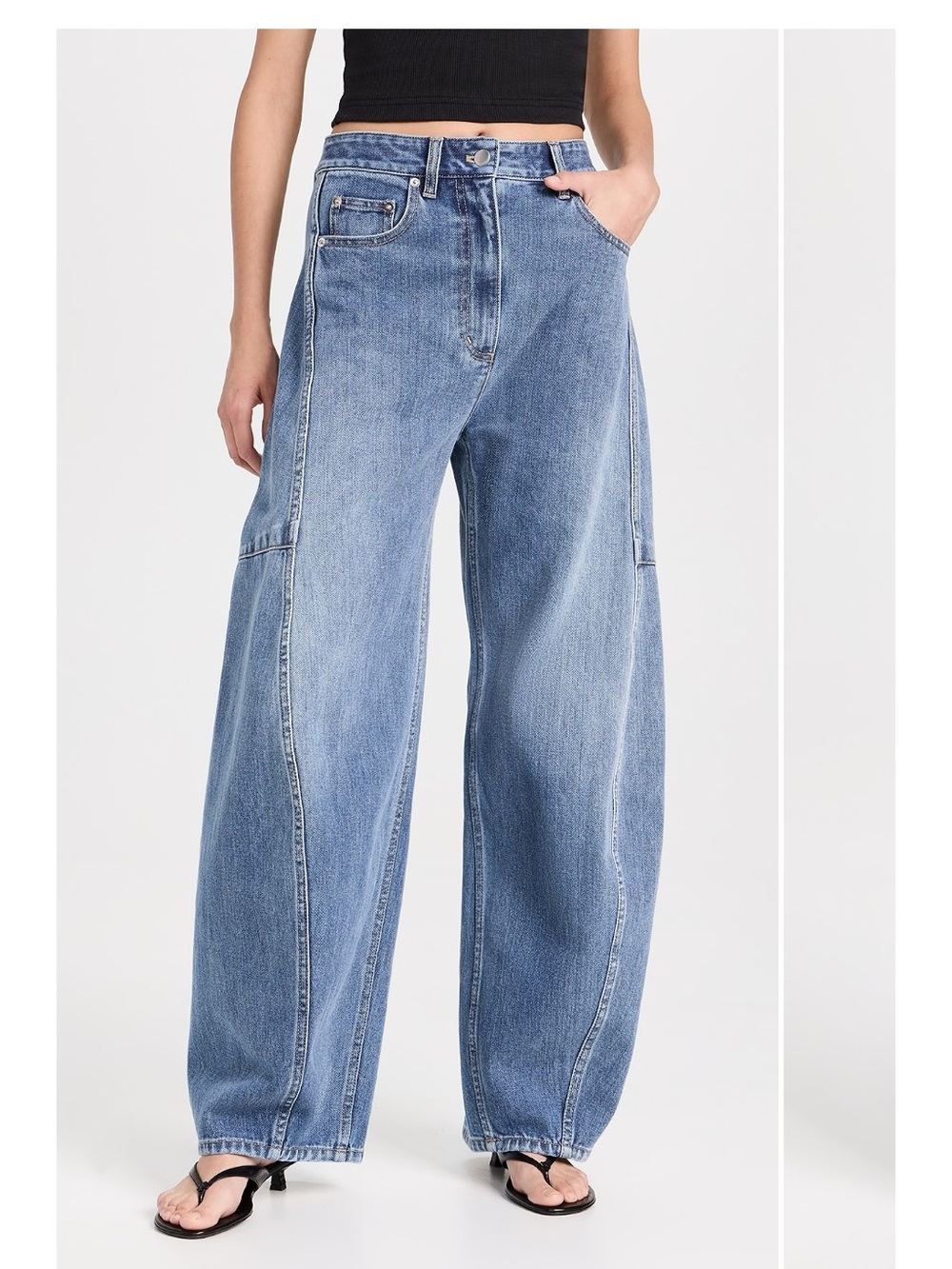 Tibi Sid Jeans in Classic Wash Blue Denim Balloon leg